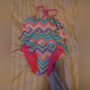 Justice Multicolor Zigzag Kids Bikini